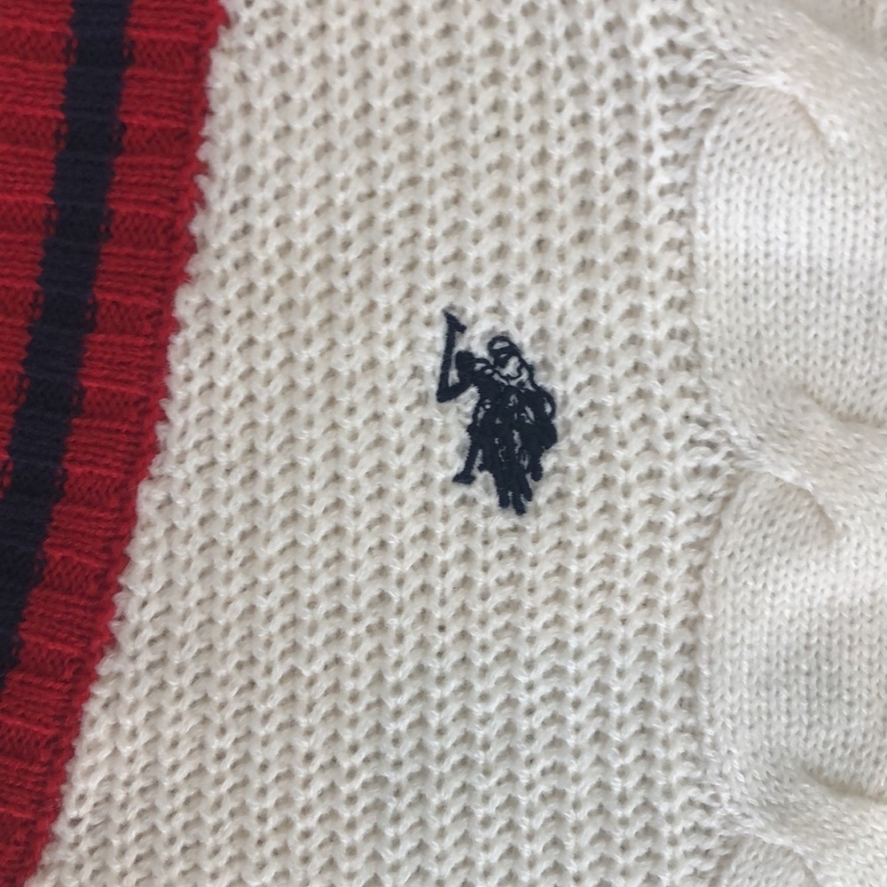Classic U.S. polo assn. unisex Striped Cable Knit Cardigan size large - Picture 7 of 10